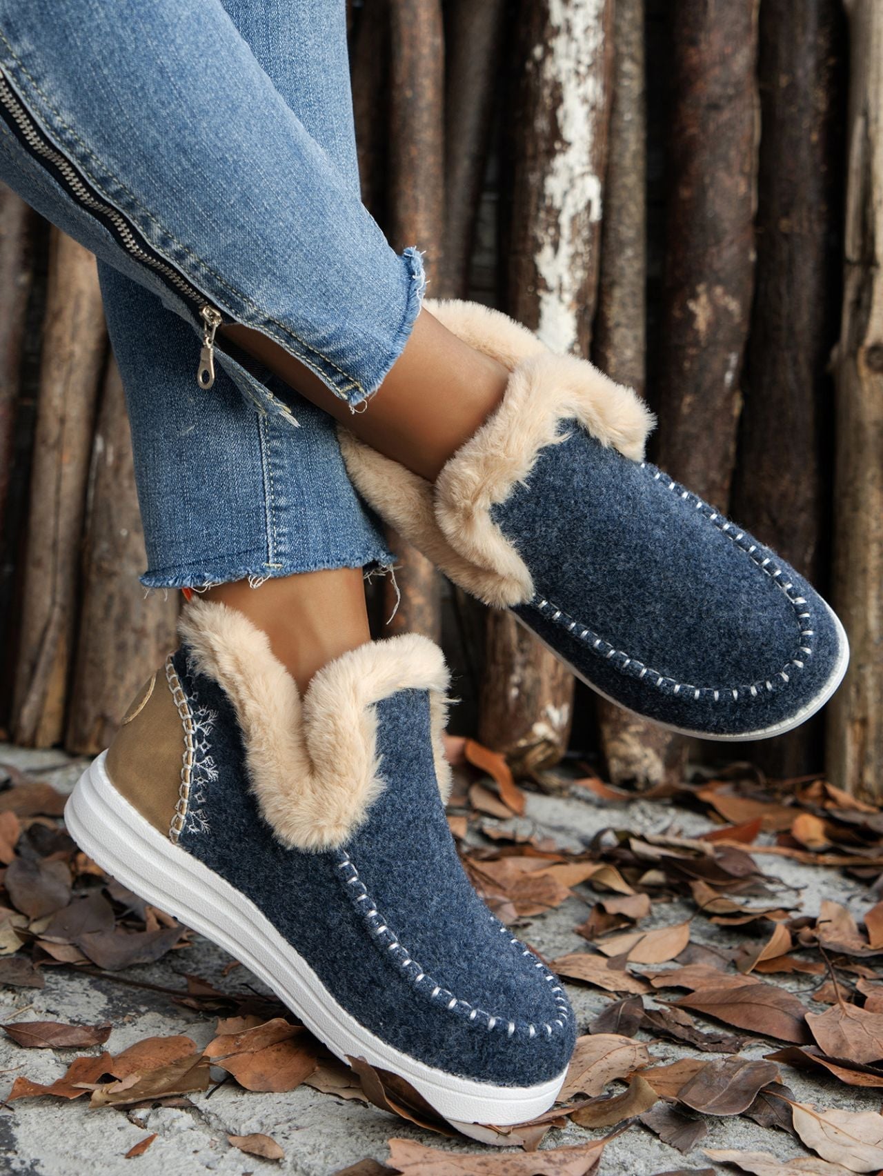 Furry Suede Round Toe Flat Sneakers - Bitsy Gypsy Boutique