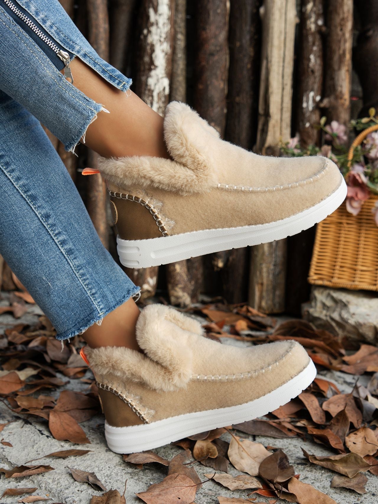 Furry Suede Round Toe Flat Sneakers - Bitsy Gypsy Boutique