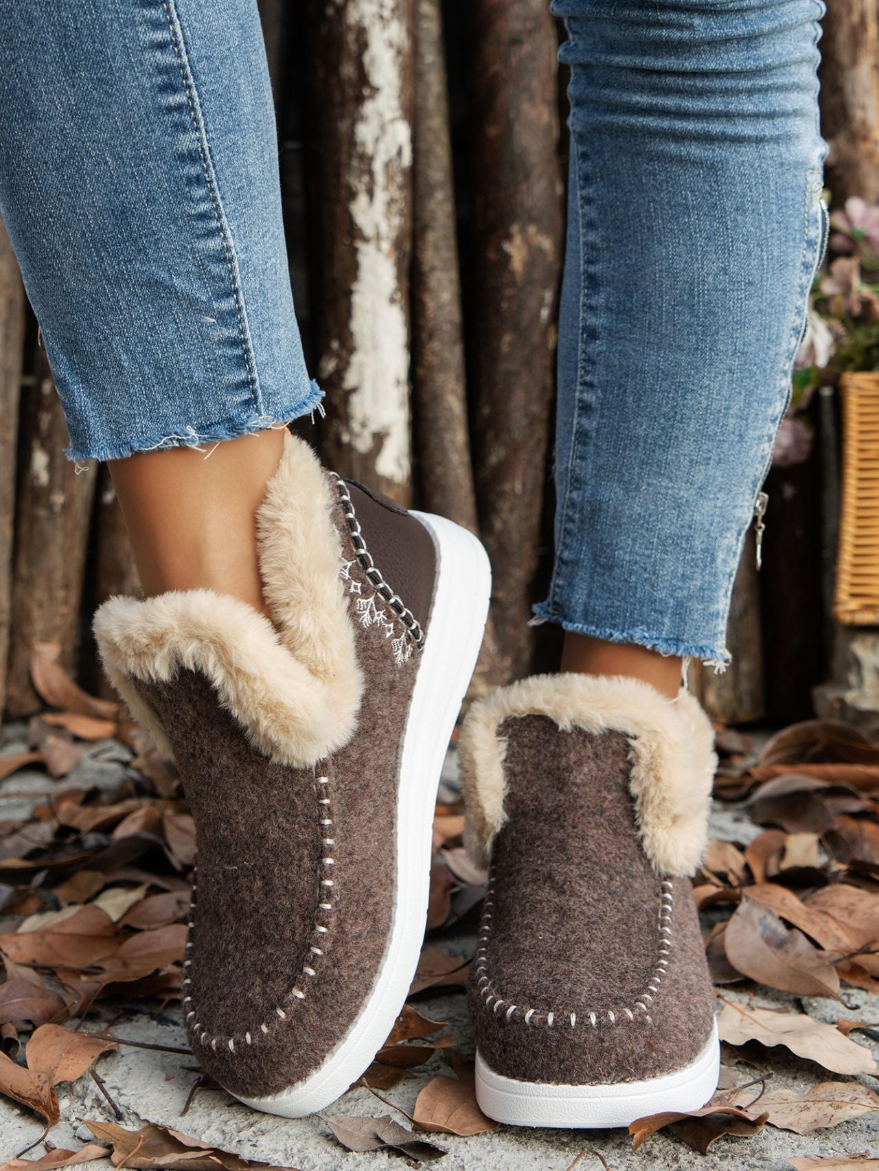 Furry Suede Round Toe Flat Sneakers - Bitsy Gypsy Boutique