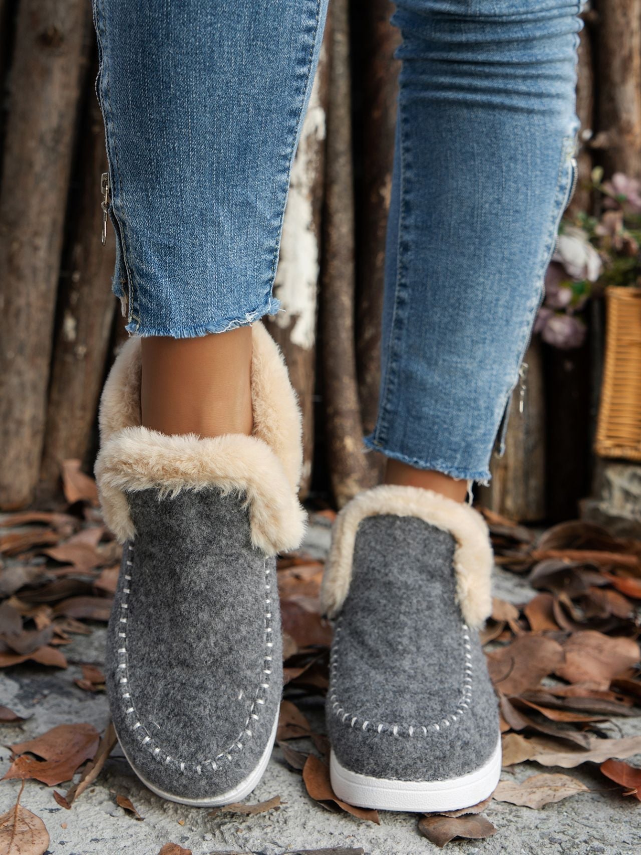 Furry Suede Round Toe Flat Sneakers - Bitsy Gypsy Boutique