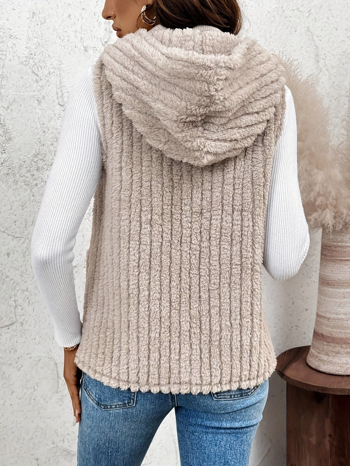 Fuzzy Hooded Vest with Pockets - Bitsy Gypsy Boutique