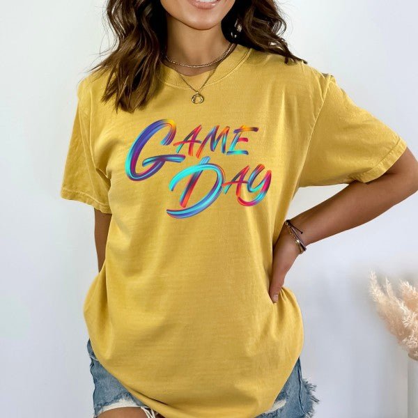 Game Day Comfort Color graphic t-shirt, Neon - Bitsy Gypsy Boutique