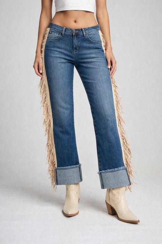 Gary Low Rise Fringe Jean - Bitsy Gypsy Boutique
