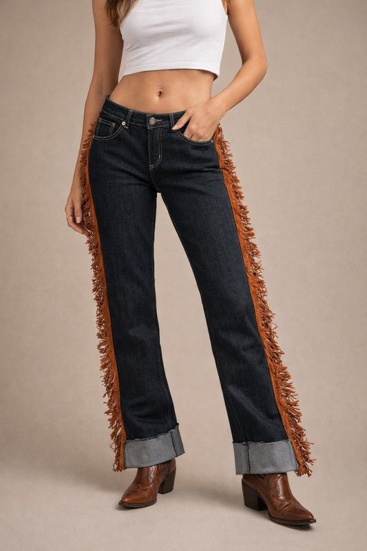 Gary Low Rise Fringe Jean - Bitsy Gypsy Boutique