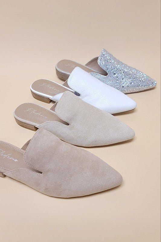 GEM-39 - POINTED TOE SLIP ON MULE FLATS - Bitsy Gypsy Boutique