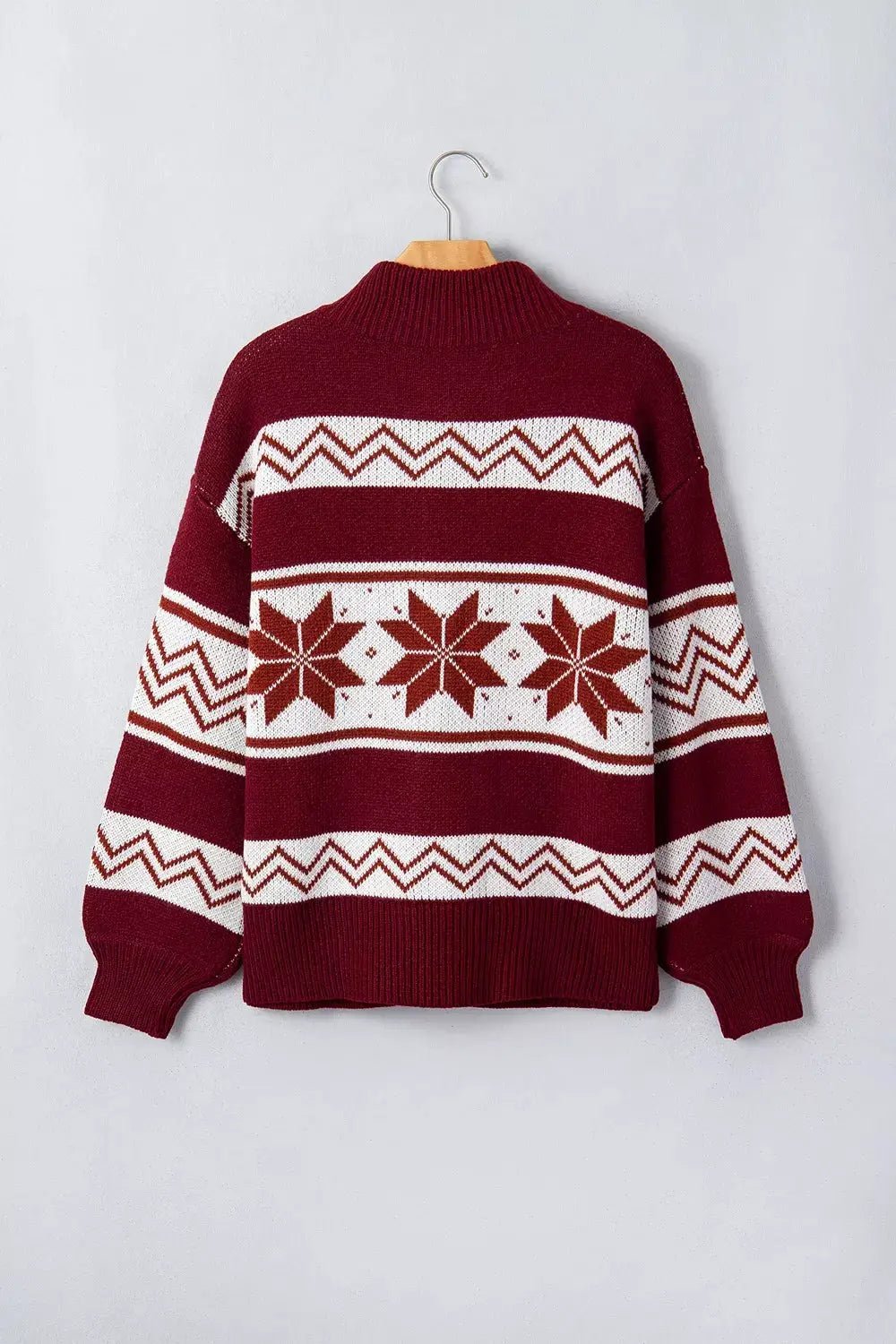 Geometric Pattern Zip-Up Knit Long Sleeve Regular Fit Cardigan - Bitsy Gypsy Boutique