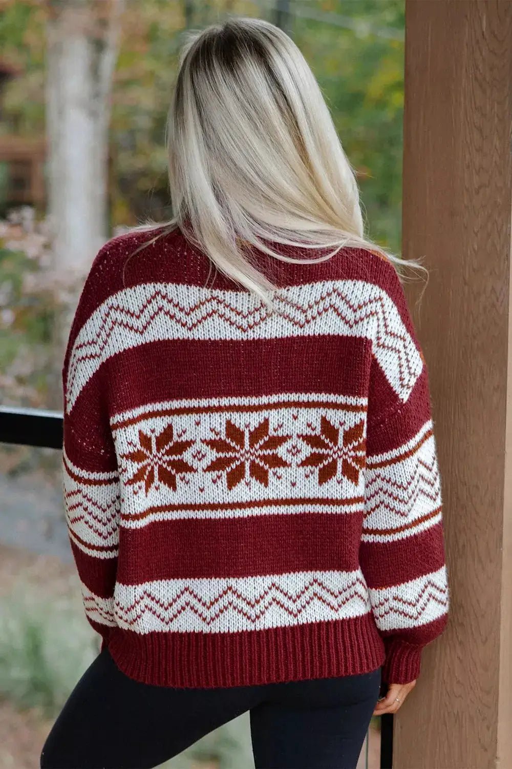 Geometric Pattern Zip-Up Knit Long Sleeve Regular Fit Cardigan - Bitsy Gypsy Boutique