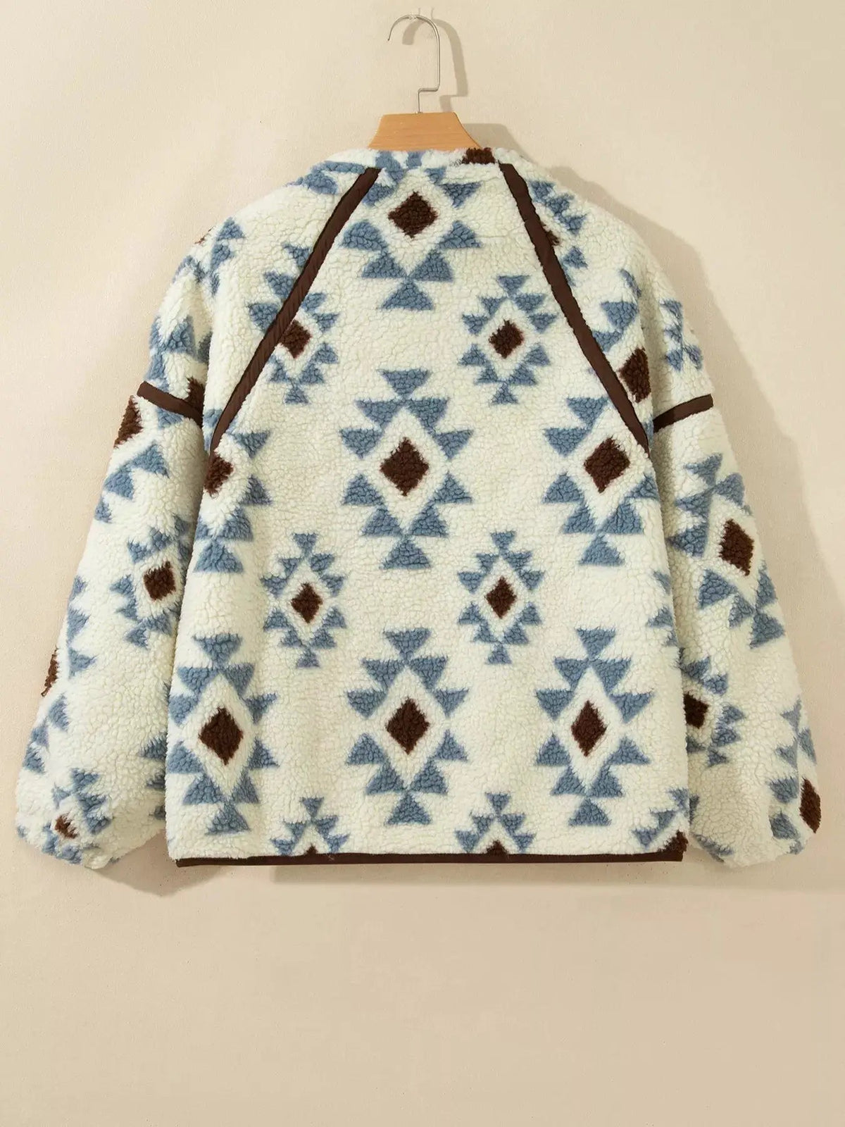 Geometric Print Sherpa Western Long Sleeve Sweatshirt - Bitsy Gypsy Boutique