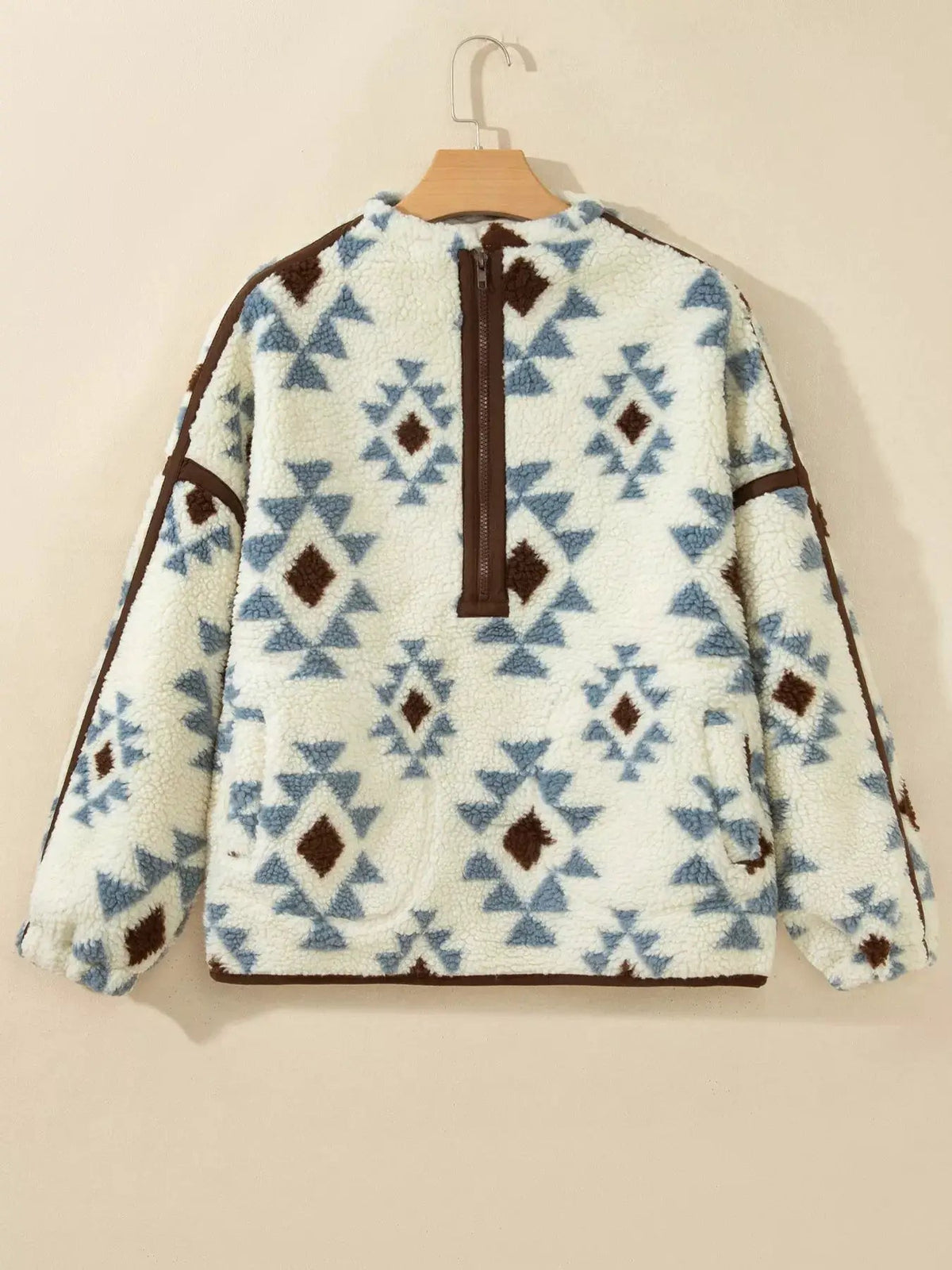 Geometric Print Sherpa Western Long Sleeve Sweatshirt - Bitsy Gypsy Boutique