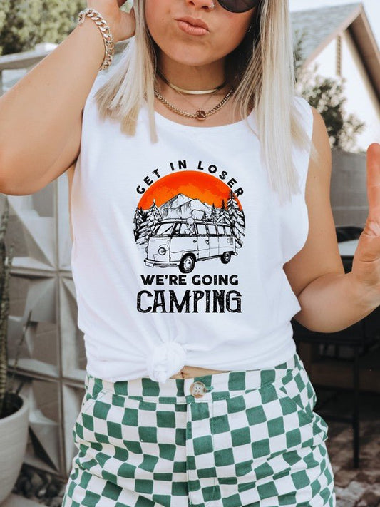 Get In Loser We're Going Camping Graphic Tank - Bitsy Gypsy Boutique