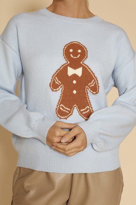 Gingerbread man knit sweater - Bitsy Gypsy Boutique