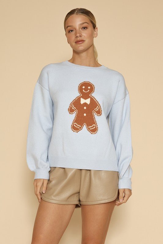 Gingerbread man knit sweater - Bitsy Gypsy Boutique