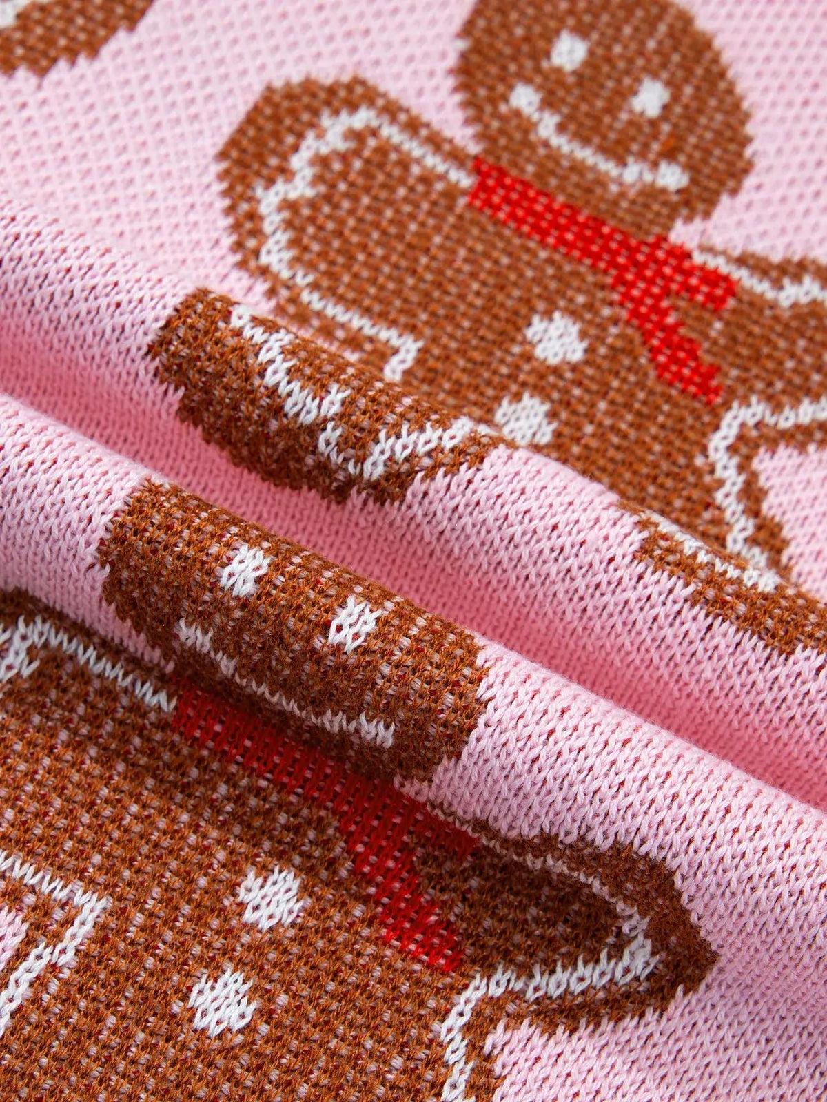 Gingerbread Pattern Round Neck Long Sleeve Shift Sweater - Bitsy Gypsy Boutique