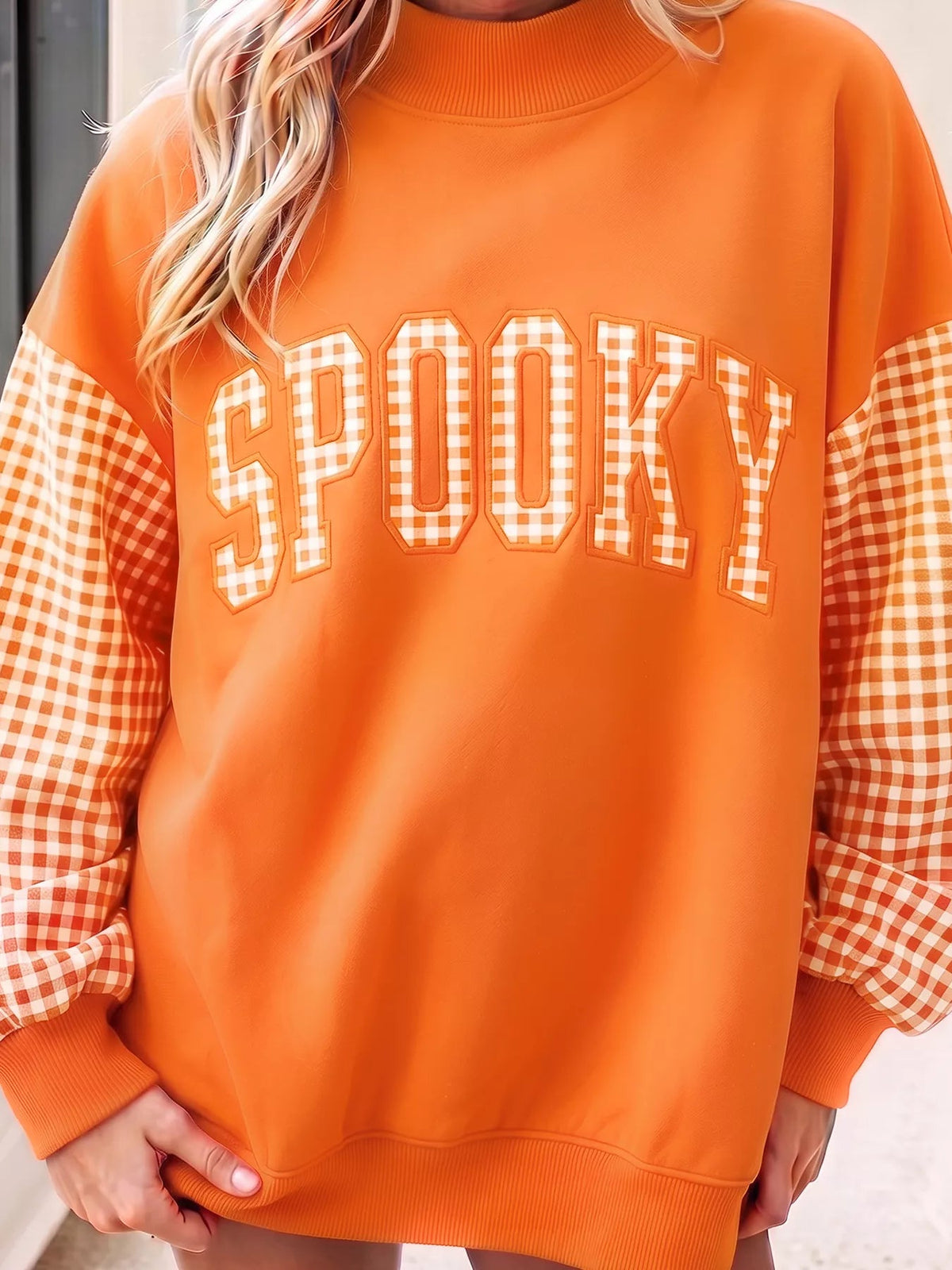 Gingham Plaid Oversized Pullover Sweatshirt - Bitsy Gypsy Boutique