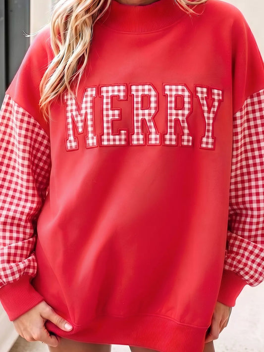 Gingham Plaid Oversized Pullover Sweatshirt - Bitsy Gypsy Boutique
