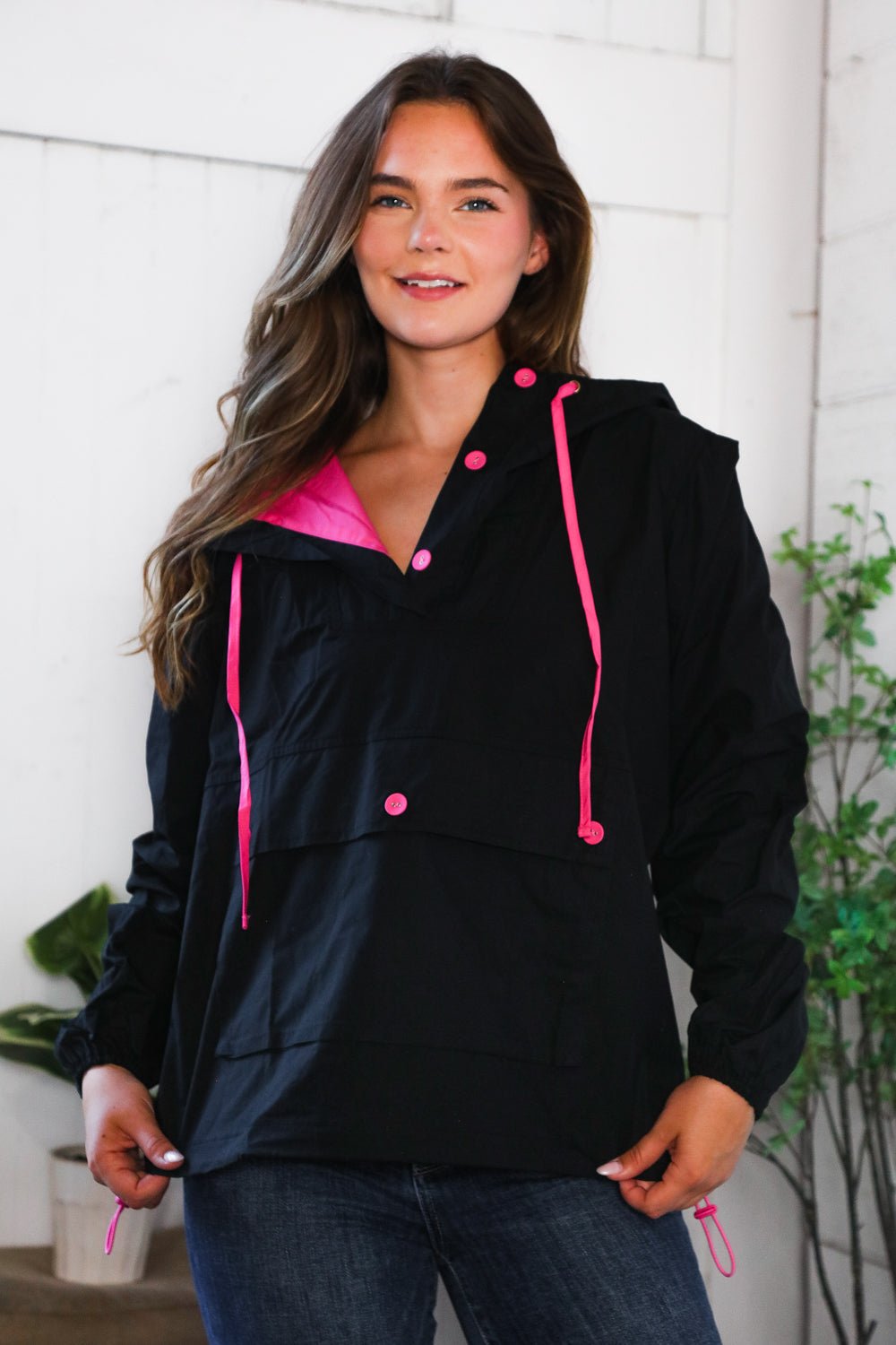 Glow Up Pink and Black Hooded Jacket - Bitsy Gypsy Boutique