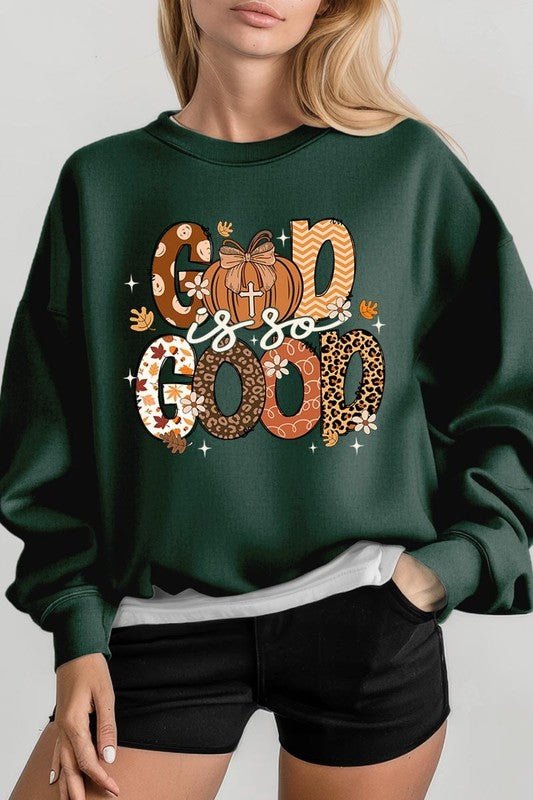 God is So Good Autumn Graphic Fleece Sweatshirts - Bitsy Gypsy Boutique