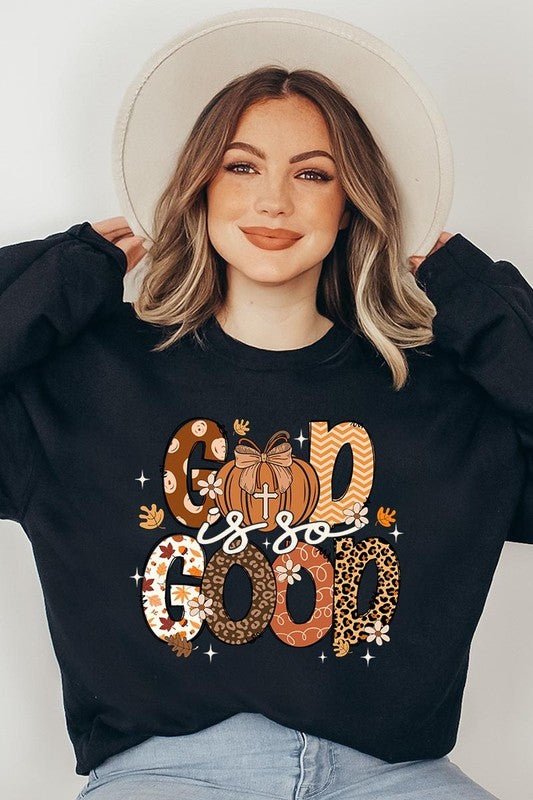 God is So Good Autumn Graphic Fleece Sweatshirts - Bitsy Gypsy Boutique