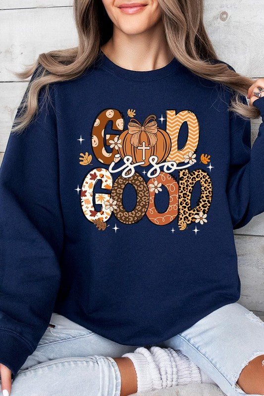 God is So Good Autumn Graphic Fleece Sweatshirts - Bitsy Gypsy Boutique