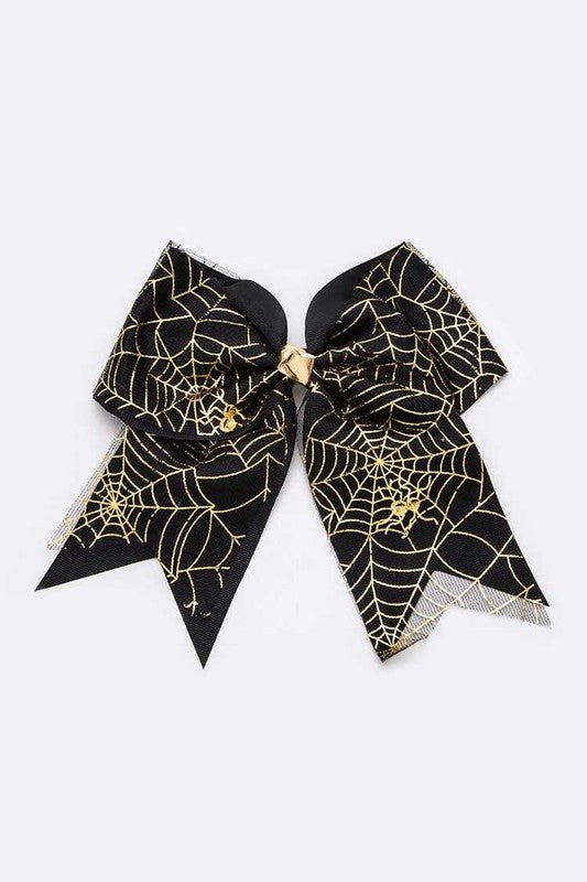 Gold Foil Halloween Large Bow Hair Clip Set - Bitsy Gypsy Boutique