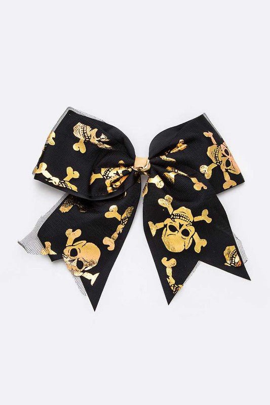 Gold Foil Halloween Large Bow Hair Clip Set - Bitsy Gypsy Boutique