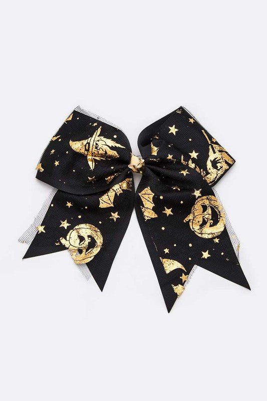 Gold Foil Halloween Large Bow Hair Clip Set - Bitsy Gypsy Boutique