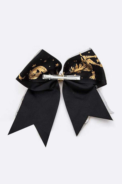 Gold Foil Halloween Large Bow Hair Clip Set - Bitsy Gypsy Boutique