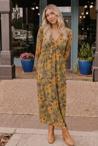 Golden Blooms Floral Maxi Dress - Bitsy Gypsy Boutique