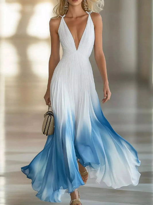 Gradient Deep V-Neck Maxi Dress - Bitsy Gypsy Boutique