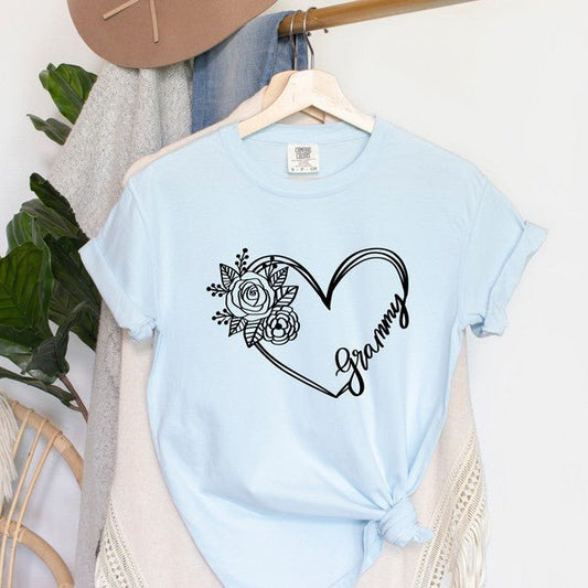 Grammy Heart Outline Garment Dyed Tee - Bitsy Gypsy Boutique