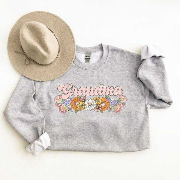 Grandma Flowers Grunge Graphic Sweatshirt - Bitsy Gypsy Boutique