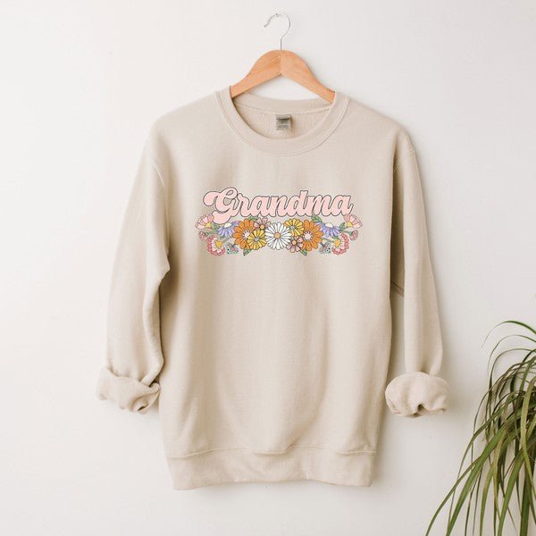 Grandma Flowers Grunge Graphic Sweatshirt - Bitsy Gypsy Boutique