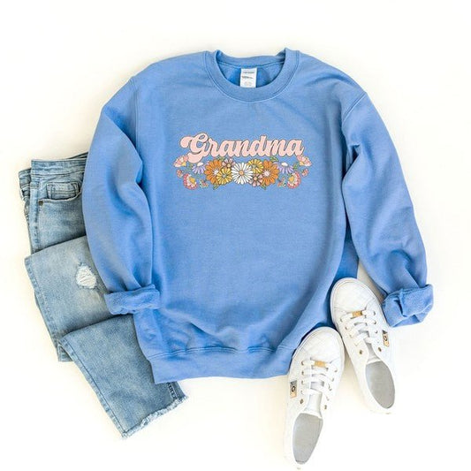 Grandma Flowers Grunge Graphic Sweatshirt - Bitsy Gypsy Boutique