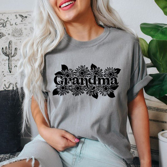 Grandma Sunflowers Garment Dyed Tee - Bitsy Gypsy Boutique