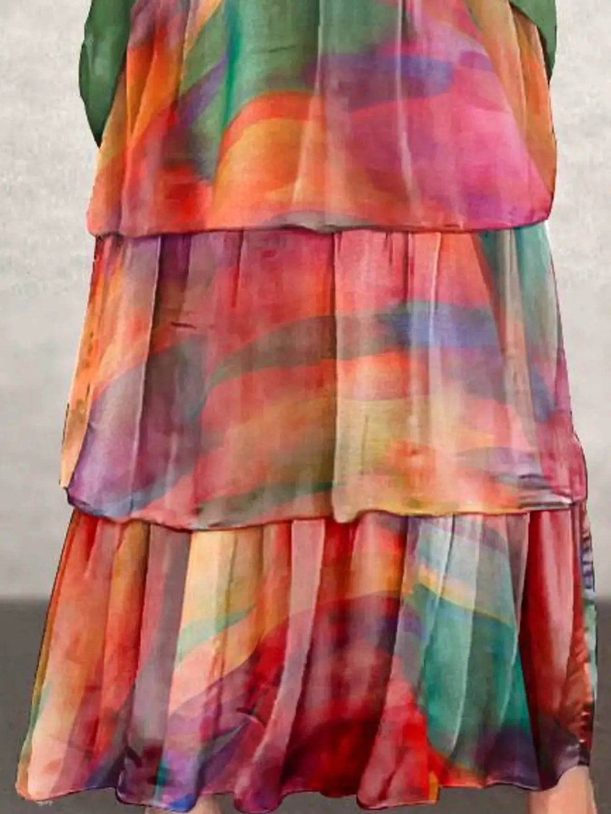 Gray Layered Batwing Sleeve Tiered Maxi Dress - Bitsy Gypsy Boutique
