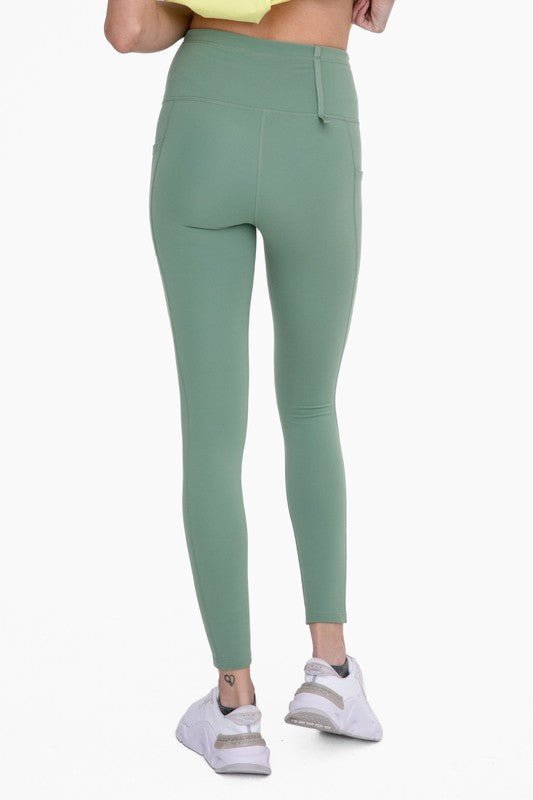 Green -Adjustable Bungee Waist Hiking Leggings - Bitsy Gypsy Boutique