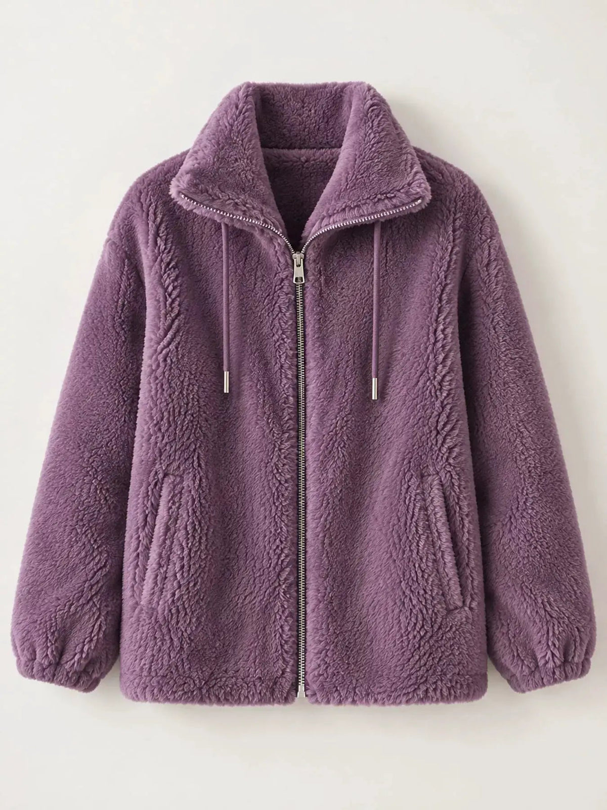 Green Faux Fur Stand-Collar Zip-Up Jacket Plus Size - Bitsy Gypsy Boutique