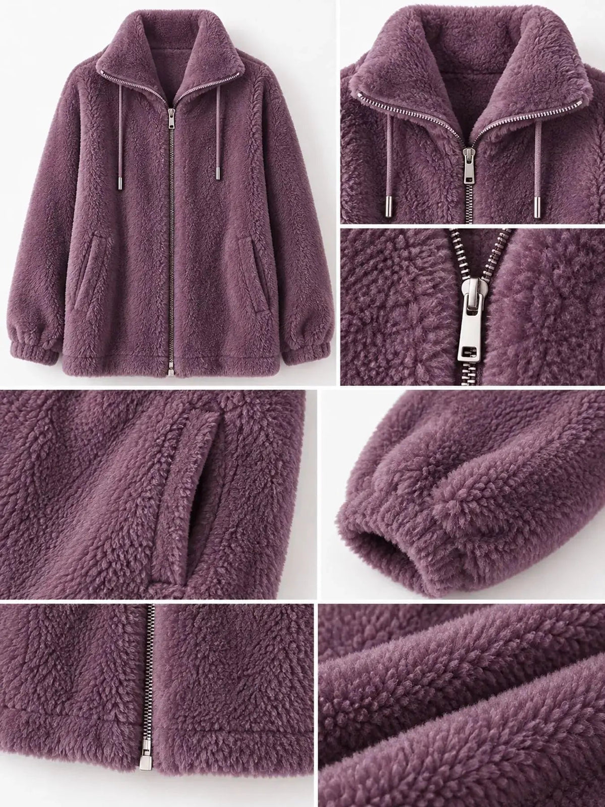 Green Faux Fur Stand-Collar Zip-Up Jacket Plus Size - Bitsy Gypsy Boutique