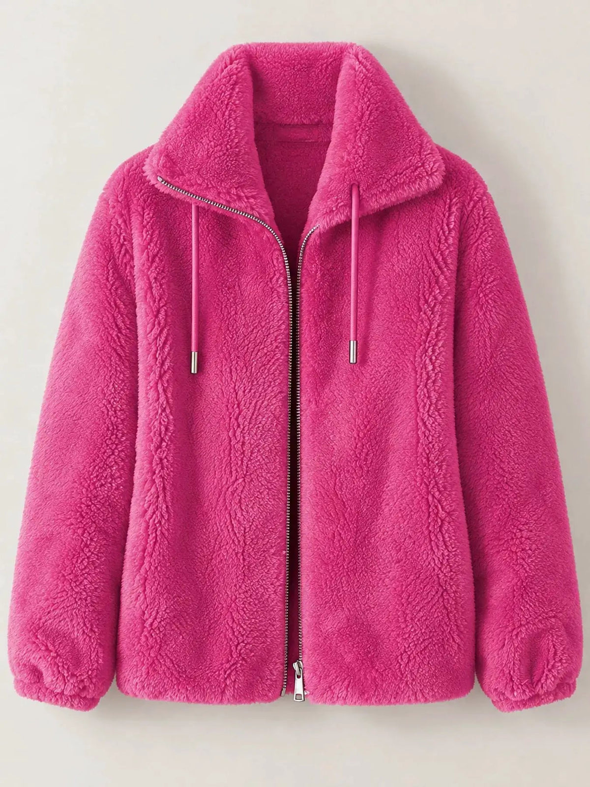 Green Faux Fur Stand-Collar Zip-Up Jacket Plus Size - Bitsy Gypsy Boutique