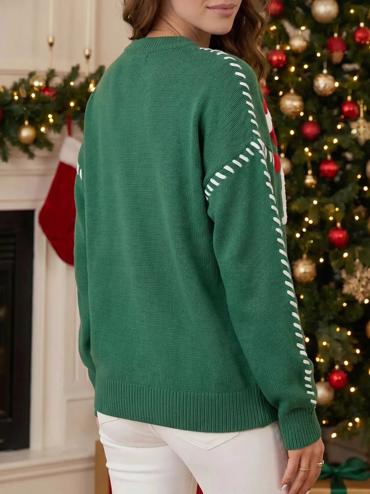 Green Santa Baby Christmas Slogan Crew Neck Sweater - Bitsy Gypsy Boutique