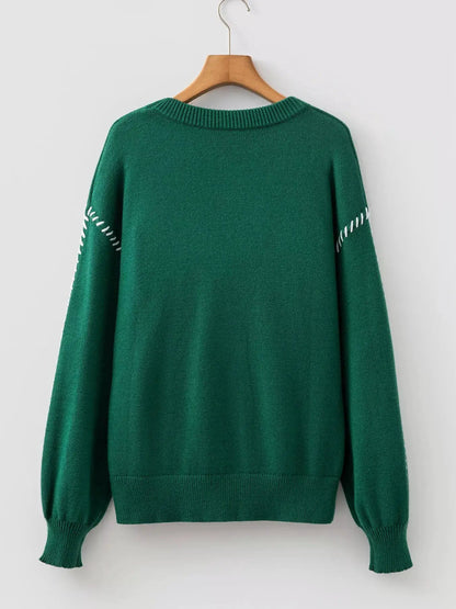 Green Santa Baby Christmas Slogan Crew Neck Sweater - Bitsy Gypsy Boutique