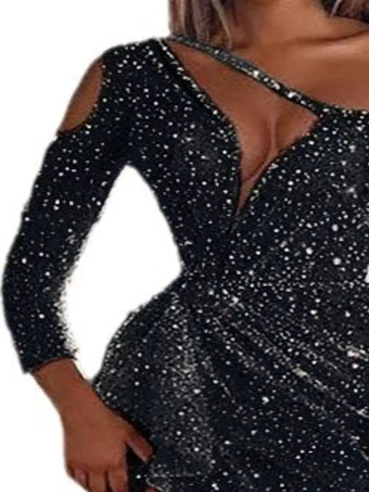 Green Sequin One-Shoulder High-Slit Evening Dress - Bitsy Gypsy Boutique