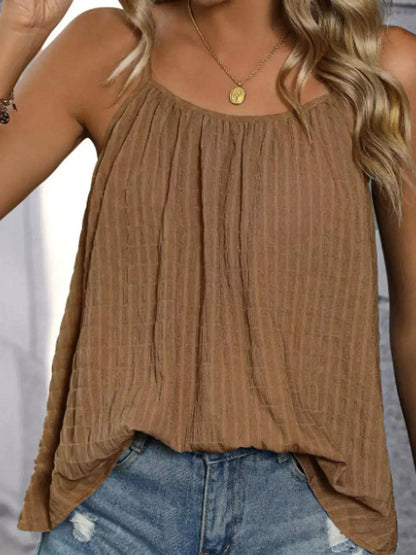 Green Textured Pleated Backless Cami Top - Bitsy Gypsy Boutique