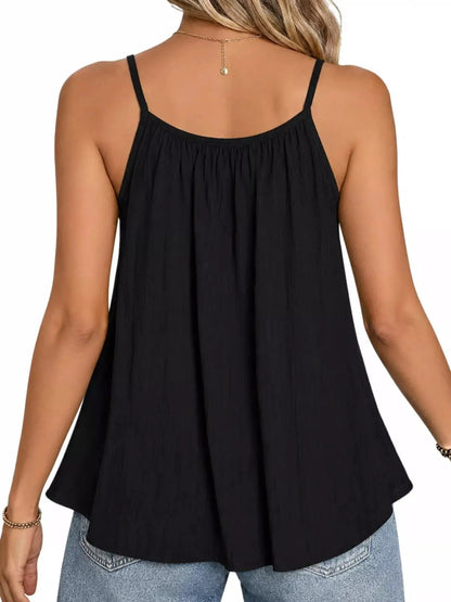 Green Textured Pleated Backless Cami Top - Bitsy Gypsy Boutique