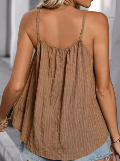 Green Textured Pleated Backless Cami Top - Bitsy Gypsy Boutique