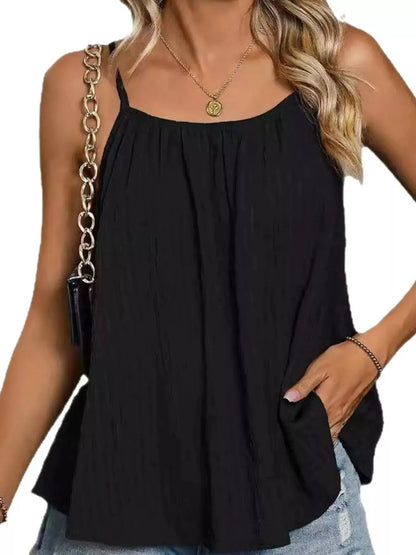 Green Textured Pleated Backless Cami Top - Bitsy Gypsy Boutique