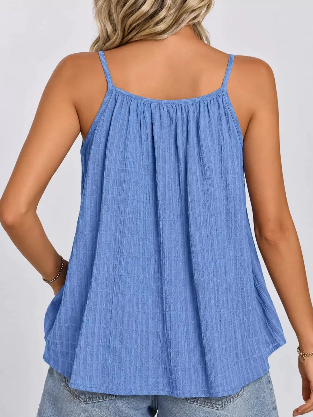 Green Textured Pleated Backless Cami Top - Bitsy Gypsy Boutique