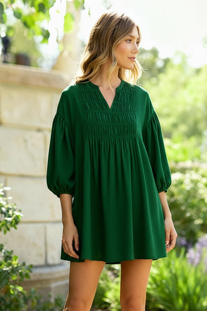 Green with Envy Crepe Smocked Dress - Bitsy Gypsy Boutique