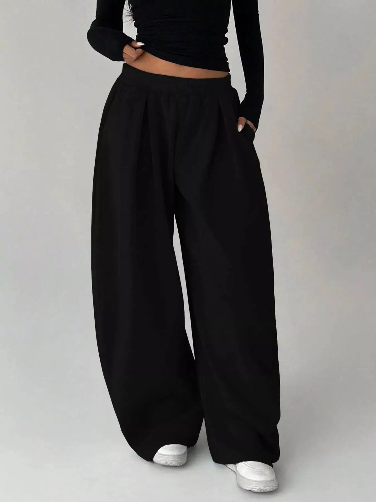 Grey Elastic Waist Wide Leg Sweatpants - Bitsy Gypsy Boutique