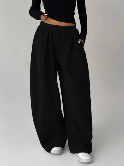 Grey Elastic Waist Wide Leg Sweatpants - Bitsy Gypsy Boutique